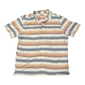 LL Bean SunSmart Cool Weave Shirt Men's Large Stripes Short Sleeve 513149‎